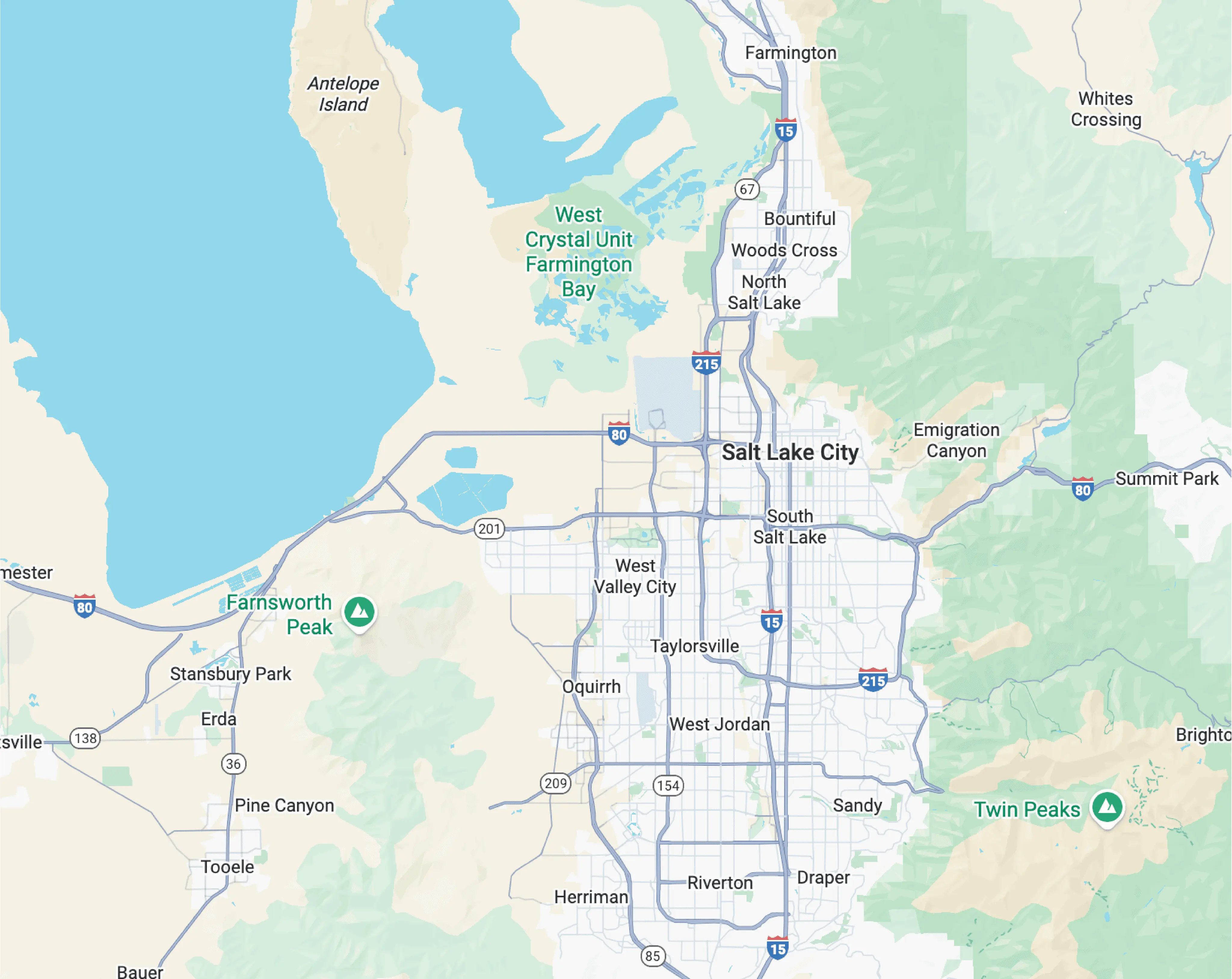 Apple Maps centered on Salt Lake City area